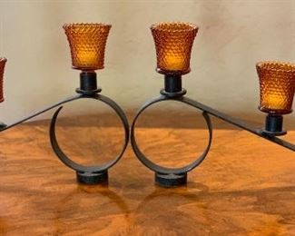 2pc wrought Iron Candle 3 Tier Stands 10x15x2in