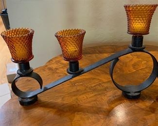 2pc wrought Iron Candle 3 Tier Stands 10x15x2in