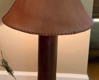 Leather Wrapped Rustic Lamp Single 26in H x 16in Diameter