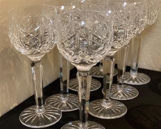 8 Piece Waterford Wine Hock Glasses 7.5inH