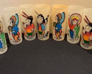 9 pc 1950s Bill T Lores Indian Glasses Native American 6 5/8: H
