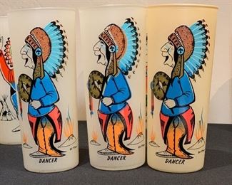 9 pc 1950s Bill T Lores Indian Glasses Native American 6 5/8: H