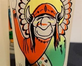 9 pc 1950s Bill T Lores Indian Glasses Native American 6 5/8: H