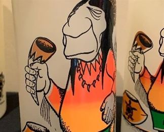 9 pc 1950s Bill T Lores Indian Glasses Native American 6 5/8: H