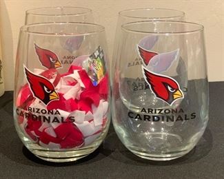 4pc Arizona Cardinals Glasses NFL 4.5in H