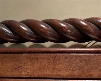 Antique Hand Carved Wood Frame Mirror & Hat Stand Wall Mounted 23x50x5in HxWxD