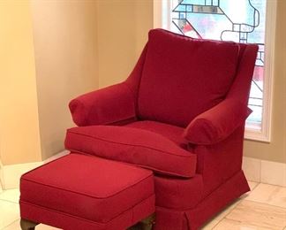 Custom Crafted Oversize Chair w/ Ottoman 32x32x35in HxWxD
