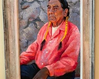 *Original* Art Mark Coomer Paul Wolf Robe Pueblo Indian San Ildefonso 38.5x28.5x1.5in HxWxD