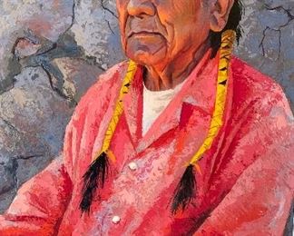*Original* Art Mark Coomer Paul Wolf Robe Pueblo Indian San Ildefonso 38.5x28.5x1.5in HxWxD