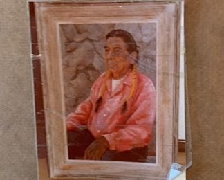 *Original* Art Mark Coomer Paul Wolf Robe Pueblo Indian San Ildefonso 38.5x28.5x1.5in HxWxD