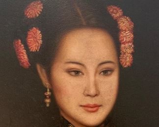 *Original* Art 2 Asian Girls Signed Huge 51x42x4in HxWxD