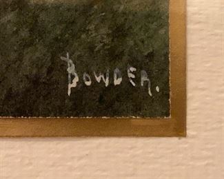 Signed Bower Landscape Art 11x22in