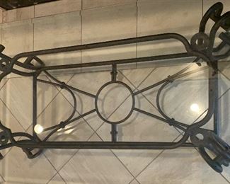 Metal Scroll Leg Glass Top Coffee Table 16x26x52in HxWxD
