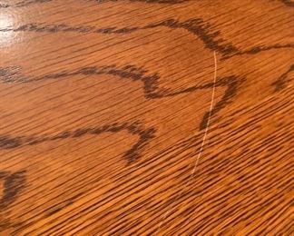 Thomasville Mission Oak Game/Dining Table w/ 4 Rolling Arm Chairs Table: 30in H x 48in W x 48-70in Long HxWxD