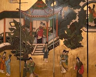 Asian Lacquer/Gilt 6 Panel Screen 48x73x1in HxWxD