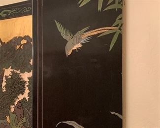 Asian Lacquer/Gilt 6 Panel Screen 48x73x1in HxWxD