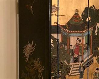 Asian Lacquer/Gilt 6 Panel Screen 48x73x1in HxWxD