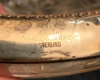 3 EB Rogers Sterling Silver Rimmed Glass Coasters 3.75in Diameter