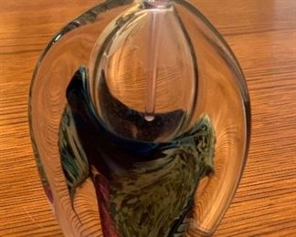 Art Glass Perfume Bottle Signed 4x3x.5in HxWxD