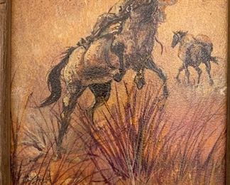 *Original* Art Carl Seyboldt Cowboy Painting 14.5x12.5x2in HxWxD