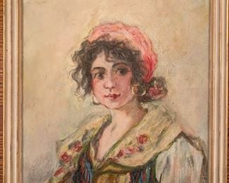 *Original* Art LM Lamoreaux Woman Portrait Painting 13x10x1in HxWxD