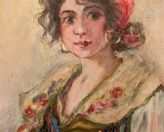 *Original* Art LM Lamoreaux Woman Portrait Painting 13x10x1in HxWxD