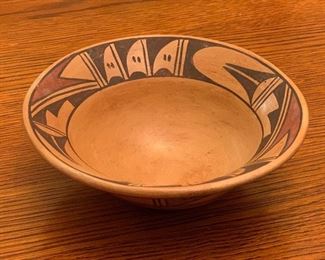 Native American Hop Pottery Olive Toney Walpi Village 2in H x 6.5in Diameter