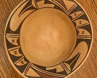 Native American Hop Pottery Olive Toney Walpi Village 2in H x 6.5in Diameter