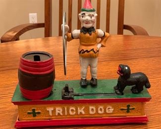 Trick Dog Cast Iron Mechanical Bank 7x7.75x2.5in HxWxD