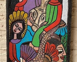 Lucia Wood Carved Folk Art P 7.5 x 10.5 in