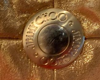 Jimmy Choo Gold Metallic Suede Bag/Handbag/Purse Made in Italy 8x14x6in HxWxD