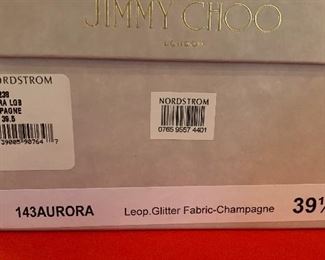 Jimmy Choo Aurora Pumps Lep Glitter Fabric-Champagne Shoes 143 39.5 sz