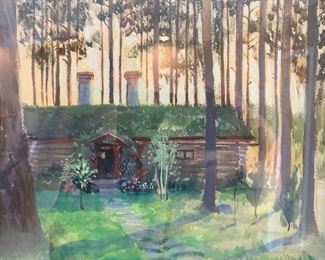 *Original* Art Paul Coze Cottage in Leksand 15x16x2in HxWxD