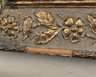Antique Carved Wood Gilt Frame Mirror 21x36x2in HxWxD