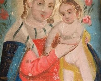 3pc Icon Jesus & Mary Picture/Carvings 13in Long biggest