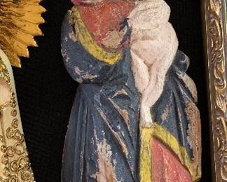 3pc Icon Jesus & Mary Picture/Carvings 13in Long biggest