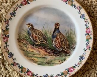 Set of 7 C. Ahrenfeldt Limoges Pheasant Bird Scene Wagner Plate Set Platter: 16.25x12in plates: 7.75in diameter HxWxD