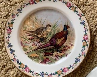 Set of 7 C. Ahrenfeldt Limoges Pheasant Bird Scene Wagner Plate Set Platter: 16.25x12in plates: 7.75in diameter HxWxD