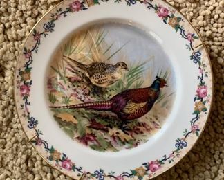 Set of 7 C. Ahrenfeldt Limoges Pheasant Bird Scene Wagner Plate Set Platter: 16.25x12in plates: 7.75in diameter HxWxD