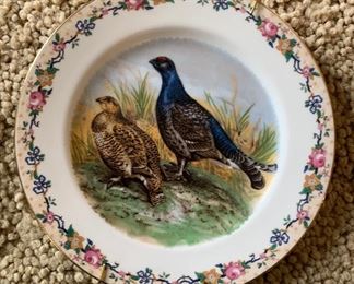 Set of 7 C. Ahrenfeldt Limoges Pheasant Bird Scene Wagner Plate Set Platter: 16.25x12in plates: 7.75in diameter HxWxD