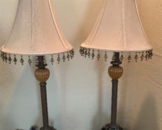 2pc Metal Table Lamps PAIR 31in H x12in diameter