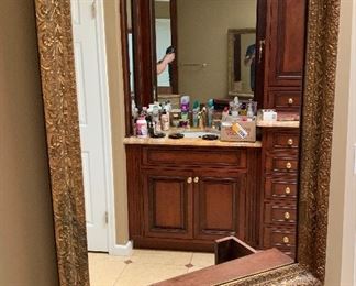 #2 Antique Carved Wood Gilt Frame Mirror 35 x 29 x 2 HxWxD