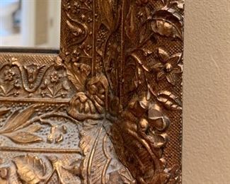#2 Antique Carved Wood Gilt Frame Mirror 35 x 29 x 2 HxWxD
