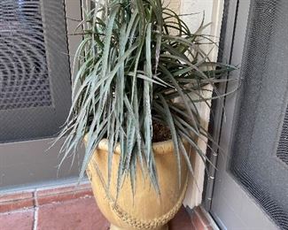 Trophy planter with faux plant 16in. Tall 13in. Diameter