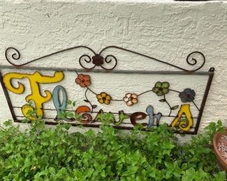 Outdoor decor sign flowers 43in long x 20in tall