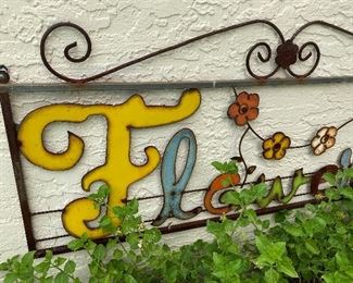 Outdoor decor sign flowers 43in long x 20in tall