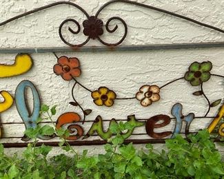 Outdoor decor sign flowers 43in long x 20in tall
