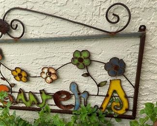 Outdoor decor sign flowers 43in long x 20in tall