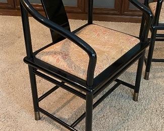 Brueton Ming Black Lacquer Arm Chairs (Pair) 21in x 24in x 33in each Chair