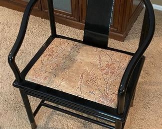 Brueton Ming Black Lacquer Arm Chairs (Pair) 21in x 24in x 33in each Chair